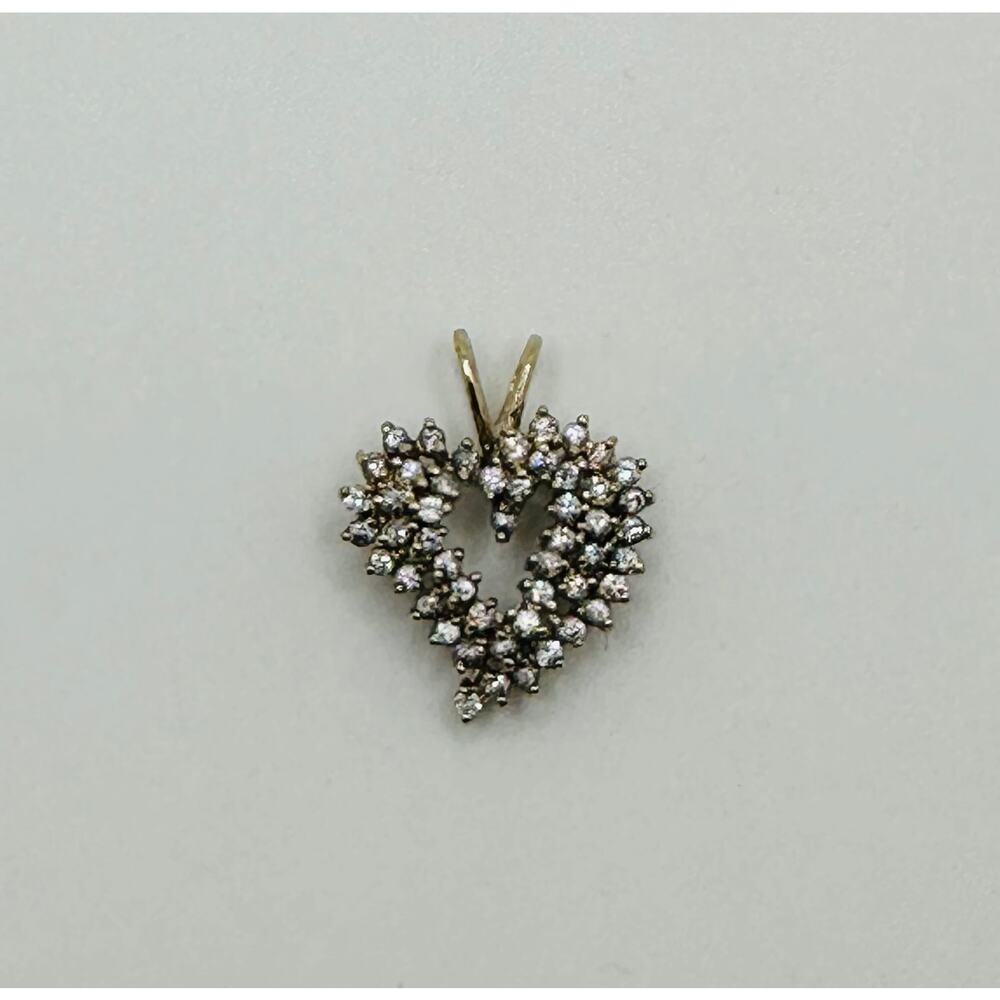 Vintage 925 Sterling Silver CZ Heart Pendant